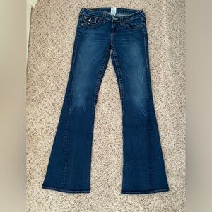 True Religion Joey Womens Blue Denim Flared Jeans size 28